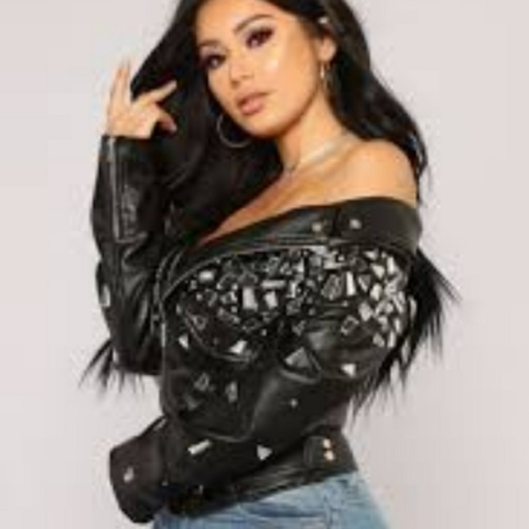 Fashion Nova Jackets & Blazers - Shattered Glass Fashion Nova leather jacket
